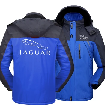 De Inverno, os Homens do Jaguar Logotipo do Carro à prova de Vento com Capuz Casacos Grossos Warm Coats Masculino Outwear Montanhismo Casaco Blusão 0
