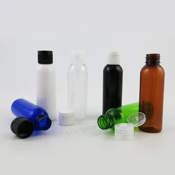 50 x 60ml Vazio Garrafa PET de Plástico Com encaixe Tampa Superior 2OZ Transparente Brwon Azul Verde Preto Dispensa de Embalagens de Cosméticos