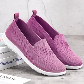 2023 Primavera de moda feminina malha flats conforto sapatos femininos baratos tênis casual respirável sapatos de mulher flats
