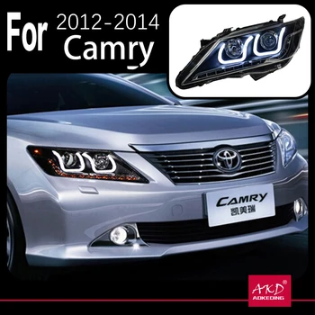 AKD Modelo de Carro para Toyota Camry V50 Farol do DIODO 2012-2014 Camry LED DRL Escondeu a Cabeça de Anjo Lâmpada Olho Bi Xenon Acessórios