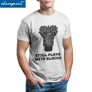 Mecânico Ainda Brinca Com Blocos De T-Shirt Dos Homens 100% Algodão Hipster T-Shirt Gola Redonda Camisetas De Manga Curta Roupas Impresso