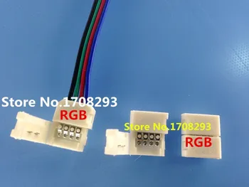 10pcs 4pin de Cor RGB 8mm 10mm 2 pinos de cor Única Conexão de Tira de LED Conector RGB 3528 2835 5050 tiras flexíveis de 12V DC