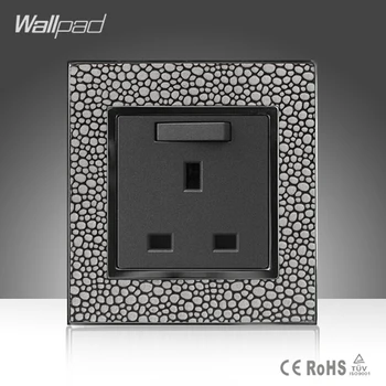 CE, BS Aprovado Wallpad de Luxo Cinza de Couro Placa 110V-250V Hotel Britânica UK Standard 13A Interruptor da Tomada de parede ,Frete Grátis 0