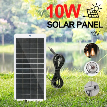 12V Painel Solar Polysilicon 10W de Energia Solar do Banco com a DC Porta Mosquetão de Emergência Painel Solar para Monitoramento de Câmera/Celular